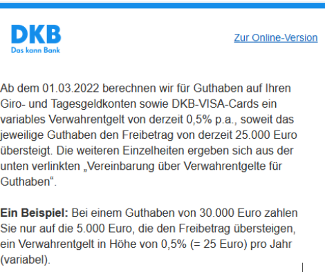 Verwahrentgelte bei Banken